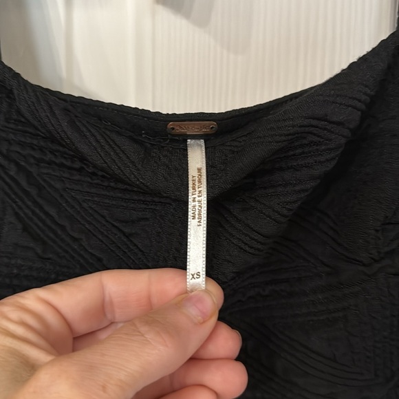 NWOT Free People Violet Mini Puff Sleeve Dress in Texture Black Size XS - Picture 2 of 9